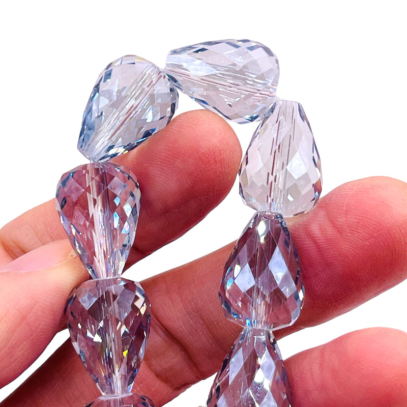 18x13mm Tear Drop Glass Crystal Gray Blue