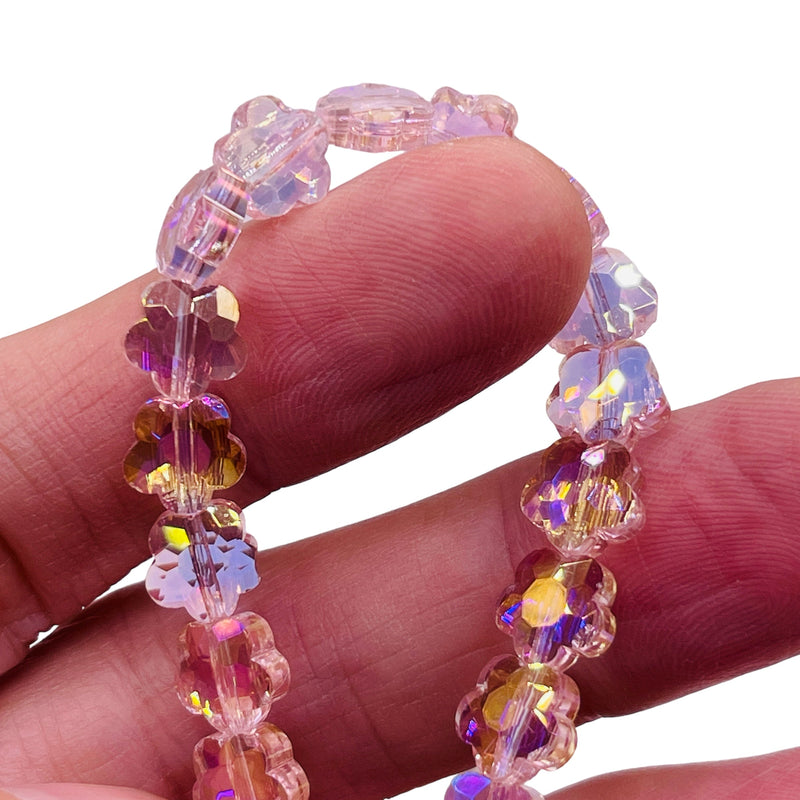 8mm Flower Glass Crystal Rosaline AB