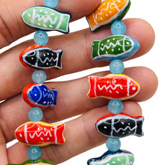 22x12mm Fish Ceramic Rainbow