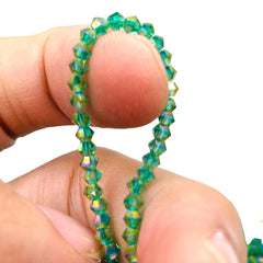 3mm Thunder Polish Glass Crystal Bicone Green Zircon AB