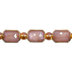 14x10mm Rectangle Gold Edge Beige Jade