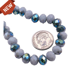 8mm Thunder Polish Glass Crystal Roundel Cut Gray Jade MG