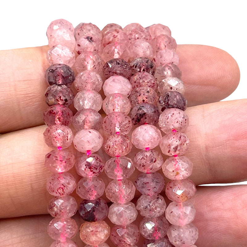 6x4mm Roundel Cut Strawberry Quartz