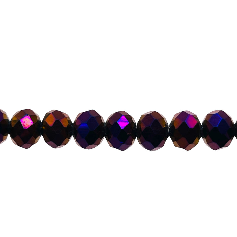 8mm Thunder Polish Glass Crystal Roundel Cut Purple Light