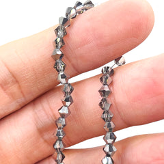 4mm Thunder Polish Glass Crystal Bicone Half Silver