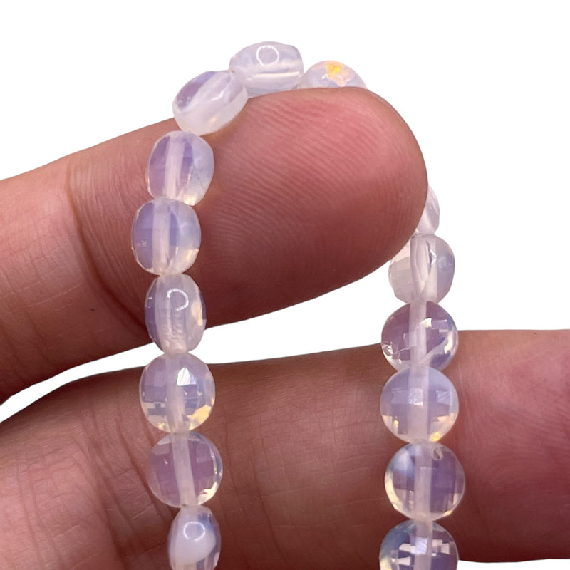 6mm Coin Cut Glass Crystal Opal