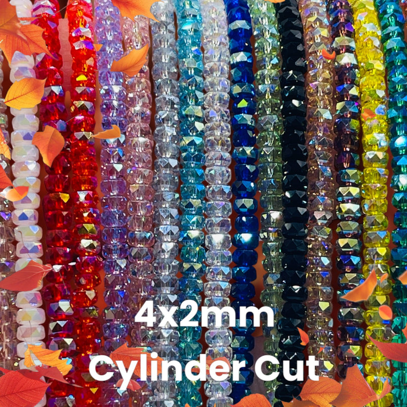 4x2mm Cylinder Cut Glass Crystal Package Deal