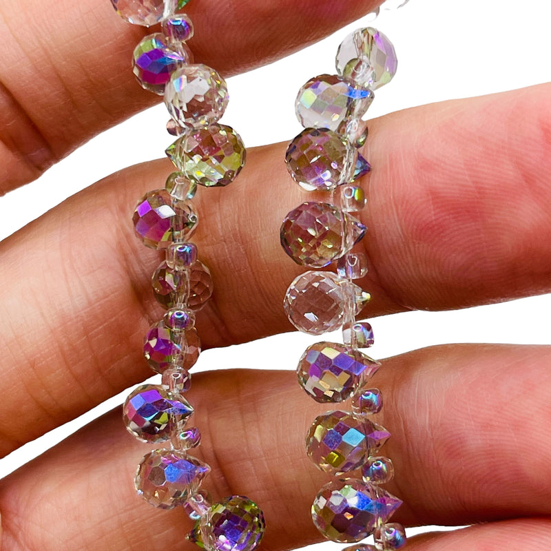 8x6mm Teardrop Glass Crystal Magic Purple