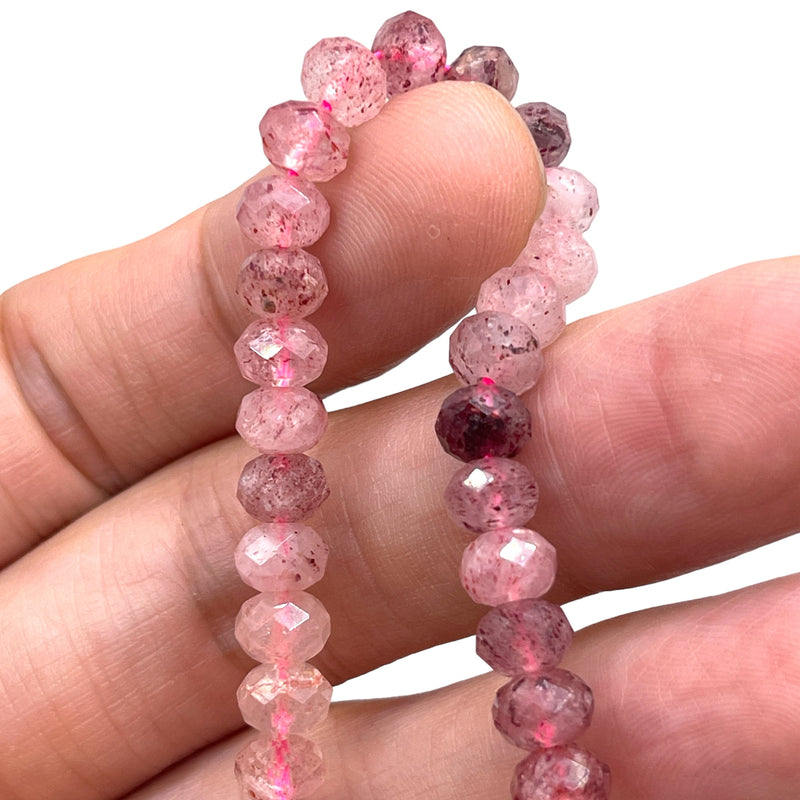 6x4mm Roundel Cut Strawberry Quartz