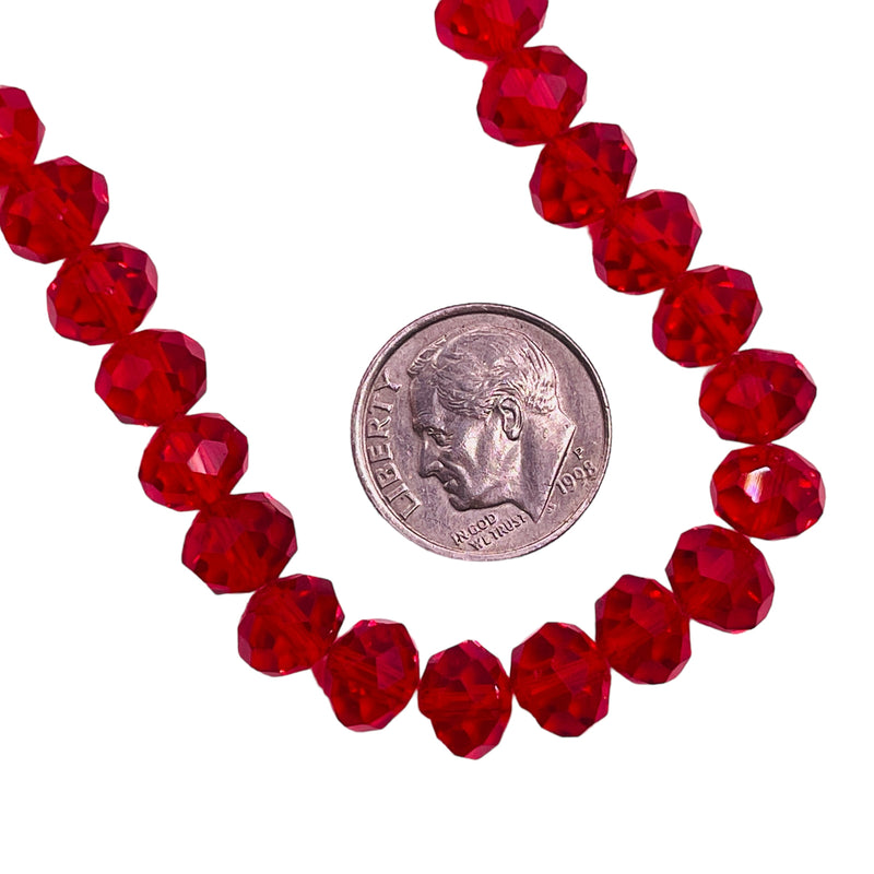 8mm Thunder Polish Glass Crystal Roundel Cut Red