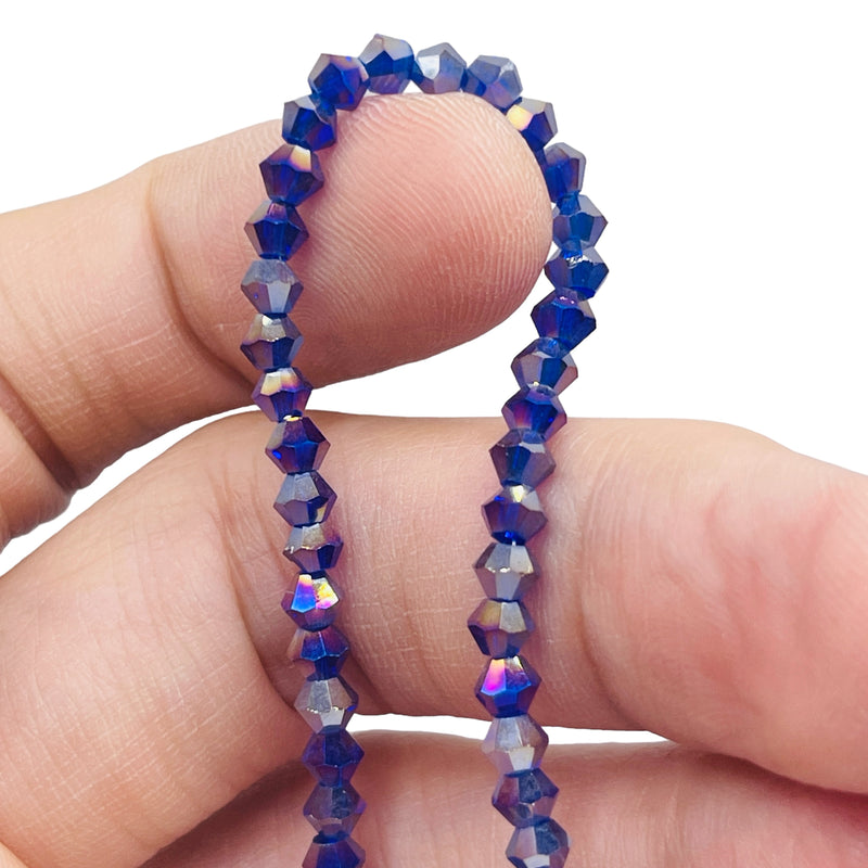 4mm Thunder Polish Glass Crystal Bicone Dark Sapphire AB