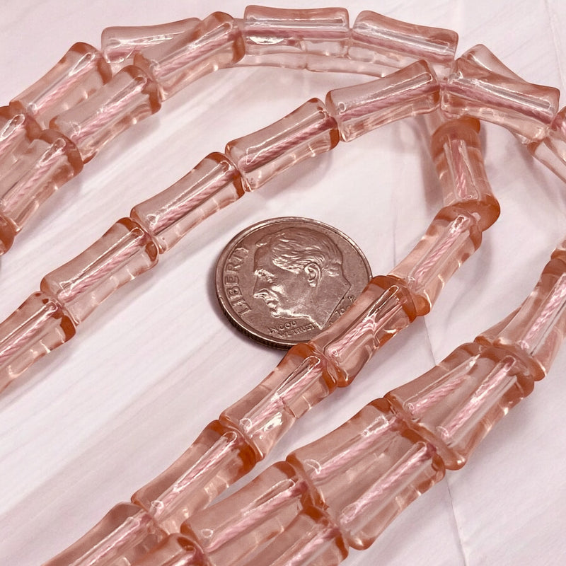 12x6mm Bamboo Glass Crystal Lt. Peach