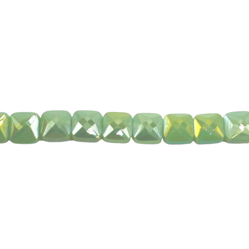 6mm Square Glass Crystal Green Jade MG