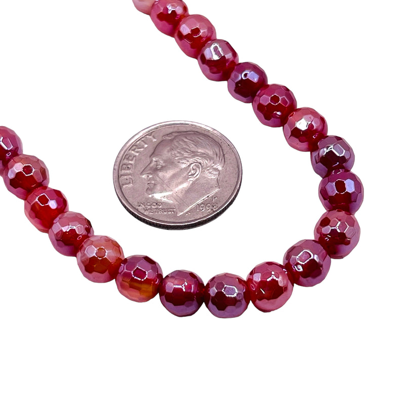 6mm Round Cut Agate Red Shine