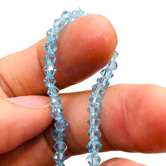 4mm Thunder Polish Glass Crystal Bicone Lt. Aquamarine AB