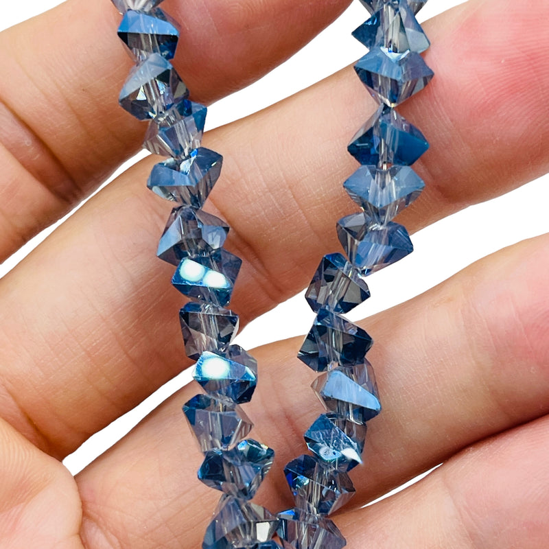 8mm Triangle Glass Crystal Magic Blue