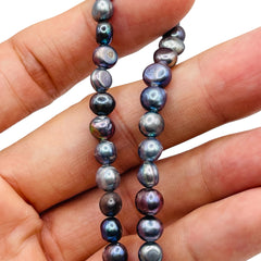 Fresh Water Pearl Button 6-7mm Peacock