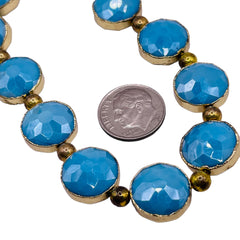 14mm Coin Gold Edge Sky Blue Jade