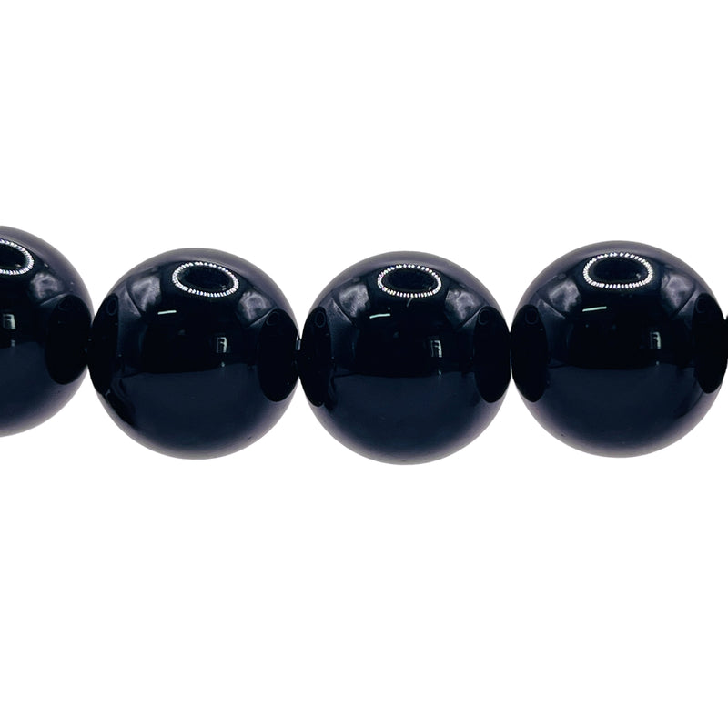 14mm Round Black Agate