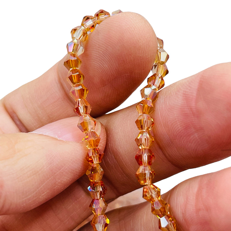 4mm Thunder Polish Glass Crystal Bicone Magic Orange