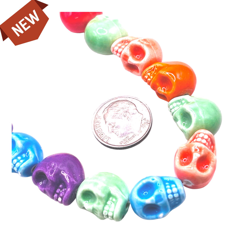 14x11mm Skull Ceramic Rainbow