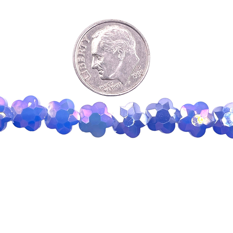 8mm Flower Glass Crystal Lt. Sapphire Jade