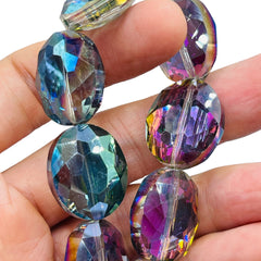 24x20mm Flat Oval Glass Crystal Violet Dream