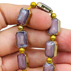 14x10mm Rectangle Gold Edge Lavender Jade