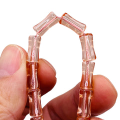 12x6mm Bamboo Glass Crystal Peach