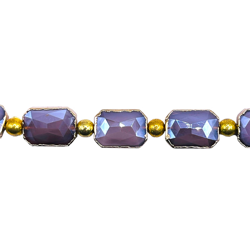 14x10mm Rectangle Gold Edge Lavender Jade