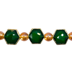 12x11mm Hexagon Gold Edge Emerald Jade