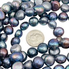 Fresh Water Pearl Button 10mm Peacock