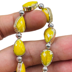 14x10mm Tear Drop Gold Edge Yellow Jade