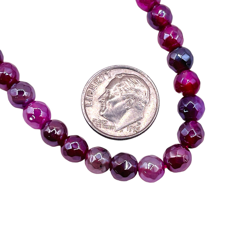 6mm Round Cut Agate Fuscia Shine