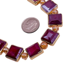 13mm Square Gold Edge Ruby Jade