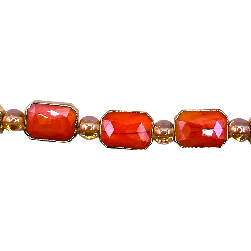 14x10mm Rectangle Gold Edge Orange Jade