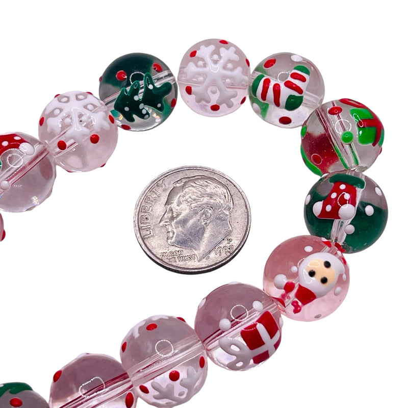 12mm Round Lampwork Glass Christmas Combo