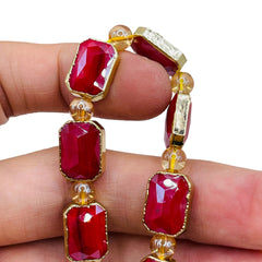 14x10mm Rectangle Gold Edge Ruby Jade