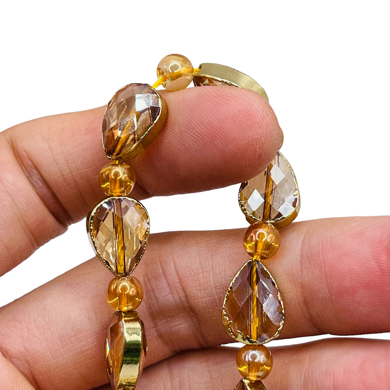 14x10mm Tear Drop Gold Edge Gold Champagne