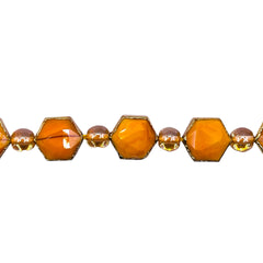 12x11mm Hexagon Gold Edge Orange Jade