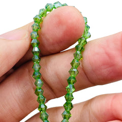 4mm Thunder Polish Glass Crystal Bicone Peridot Shine