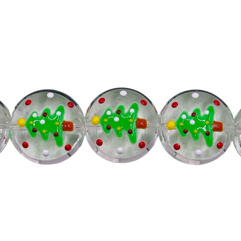 18mm Coin Lampwork Glass Christmas Tree