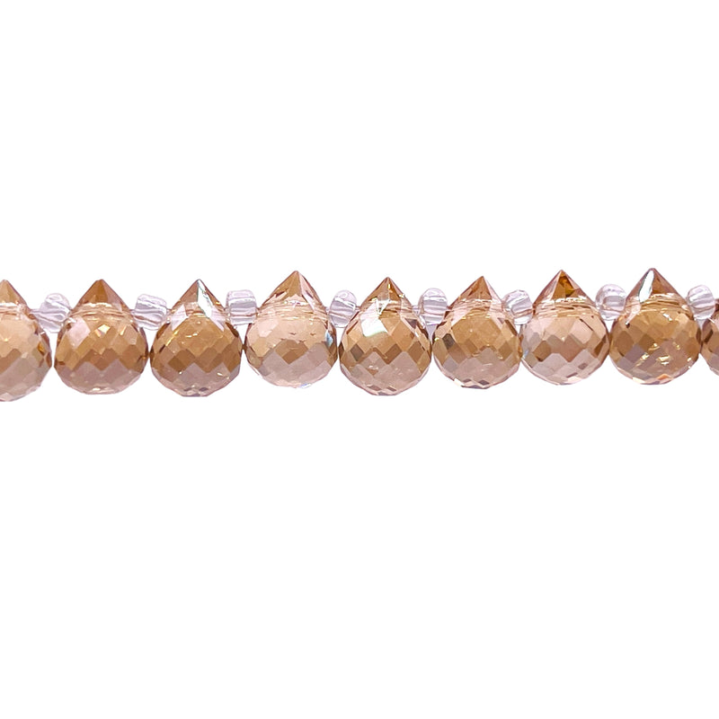 8x6mm Teardrop Glass Crystal Gold Champagne