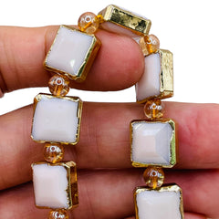 13mm Square Gold Edge Iced Jade