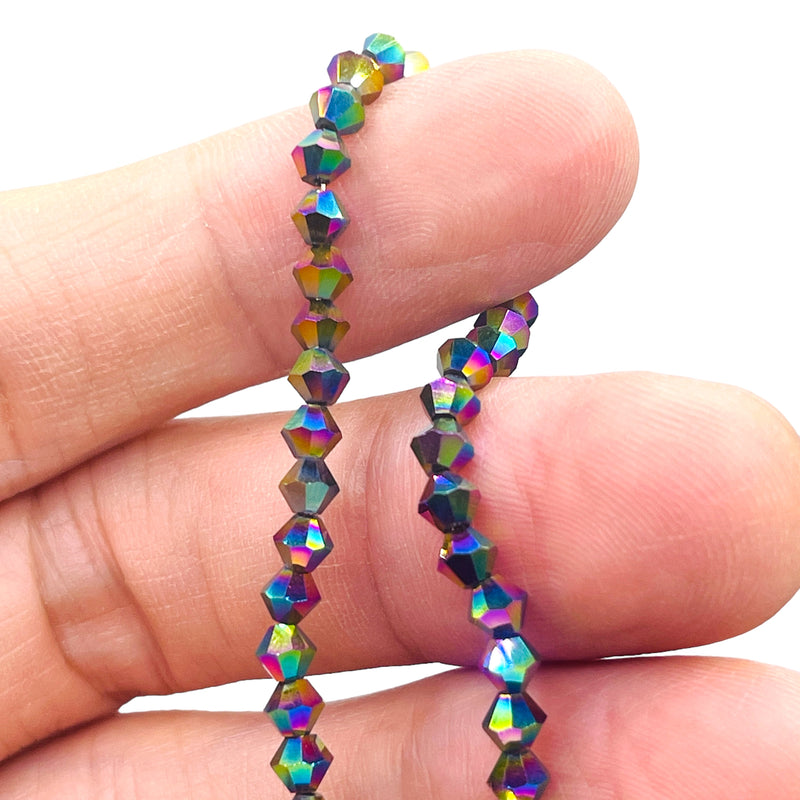 4mm Thunder Polish Glass Crystal Bicone Rainbow