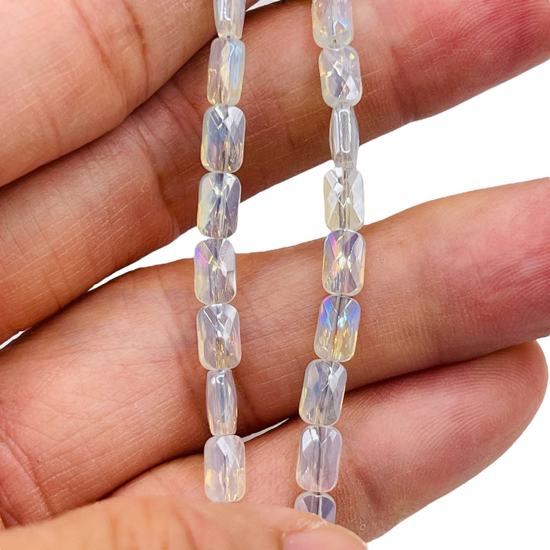 7x4mm Flat Rectangle Cut Glass Crystal Opal AB