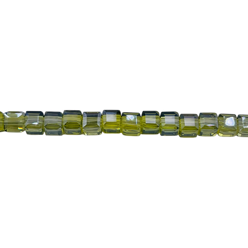 4mm Cube Glass Crystal Lt. Olivine