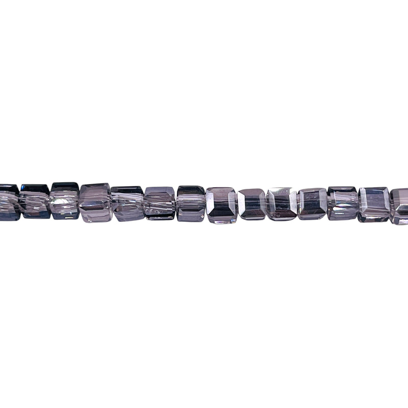 4mm Cube Glass Crystal Silver Gray