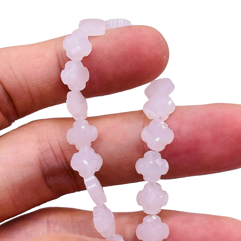 8mm Clover Glass Crystal White Jade