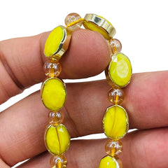 12x9mm Oval Gold Edge Yellow Jade